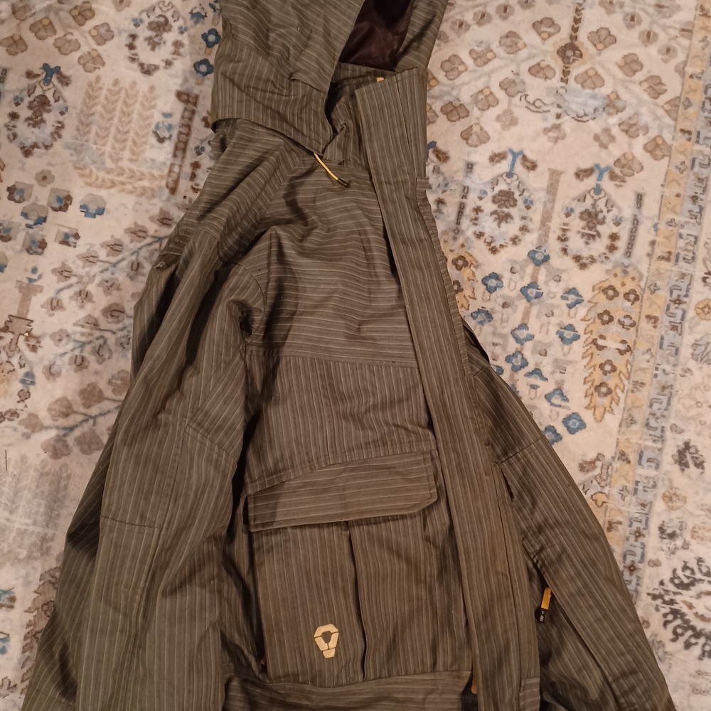 The Northface Mens Recco Men's Olive Striped Ski Jacket